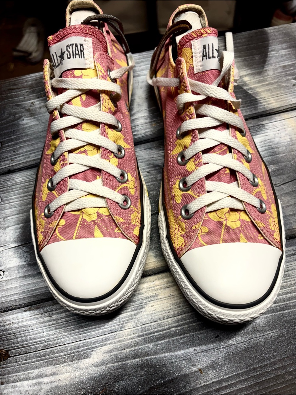 Converse All Star pink & yellow floral print sneakers  #floral Womens 10